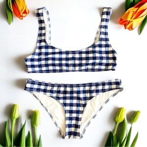 Solid & Striped Bikini Top & Bottom The Morgan Navy Gingham Size medium 2 piece